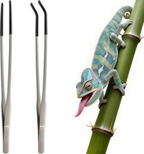 Extra Long Stainl Steel Reptile Feeding Tongs with Soft Rubber Tip  