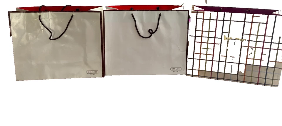 Coach Wristlet lot of 3 Gift Bag WHITE GLOSS LOGO  LARGE Handbag 16 X 13 X 7 - Image 3 of 4