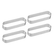 4pcs Perforated Cake Rings 3.94" Stainless Steel Oval Tartlet Ring