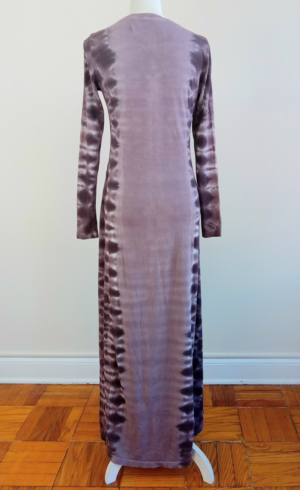 Small RAQUEL ALLEGRA Tie-Dye RHEA Brown COTTON-Knit Long Kaftan T-shirt Dress