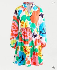 J. Crew Artsy Abstract Tiered Popover Dress in Ratti Jardin Floral Sz XS Cotton