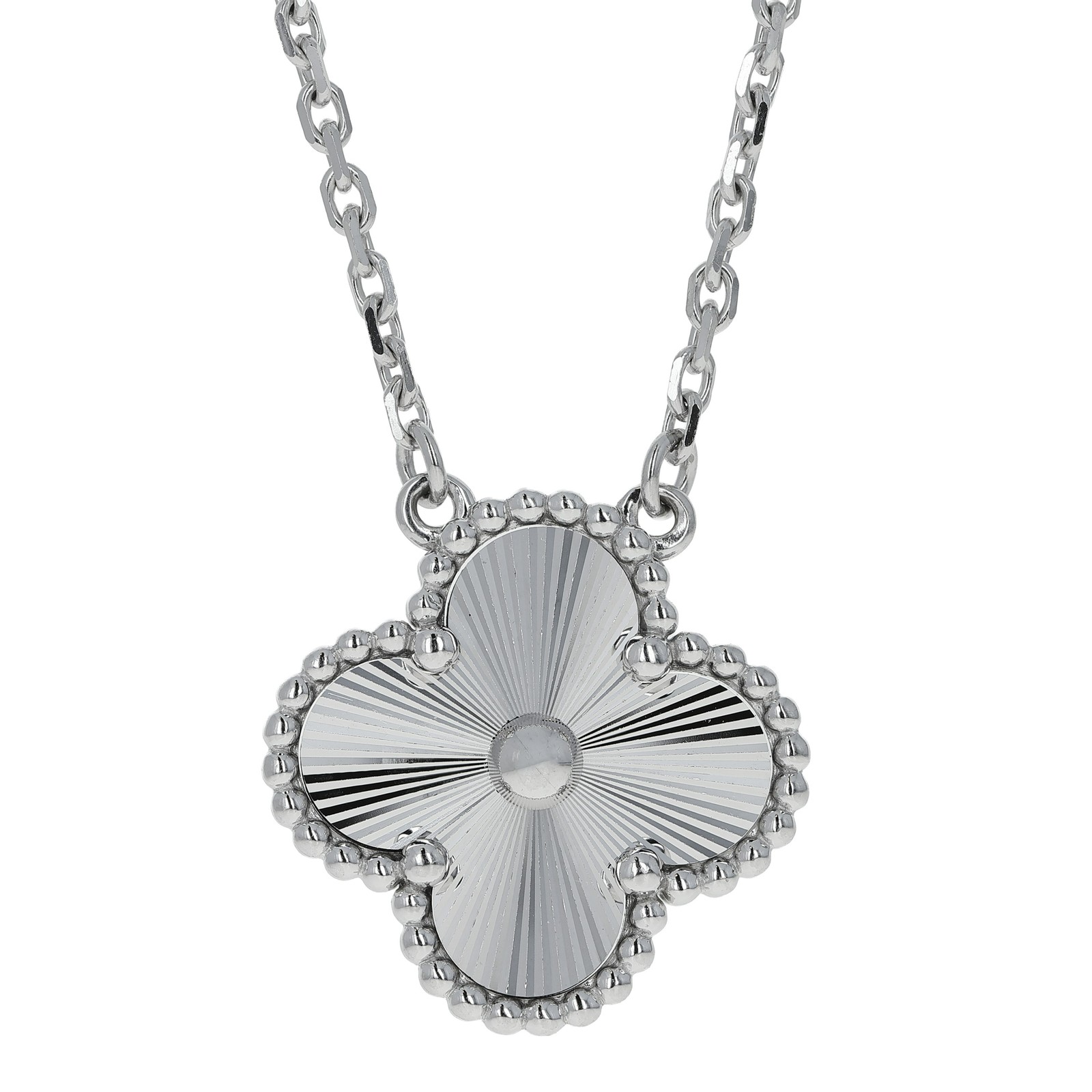 Van Cleef & Arpels Vintage Alhambra 18k White Gold Pendant Necklace