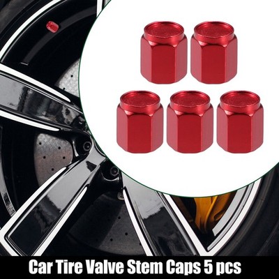 Universal Car Tire Valve Stem Caps for Car SUV Bike Aluminum Alloy Red 5pcs