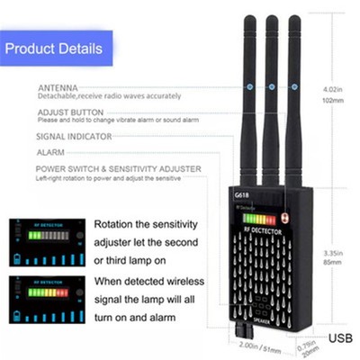 Anti Detector,Hidden Camera Lens Detector Bug Sweeper GPS RF Signal Finder