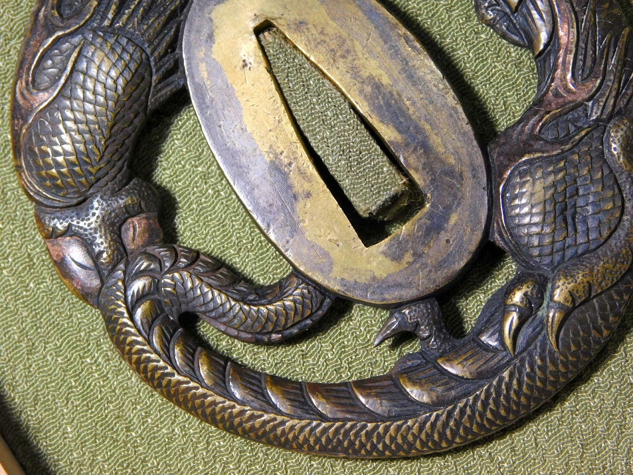 Mito School Sentoku Brass Dragon Design 鍔 Tsuba Edo original tsuba antique