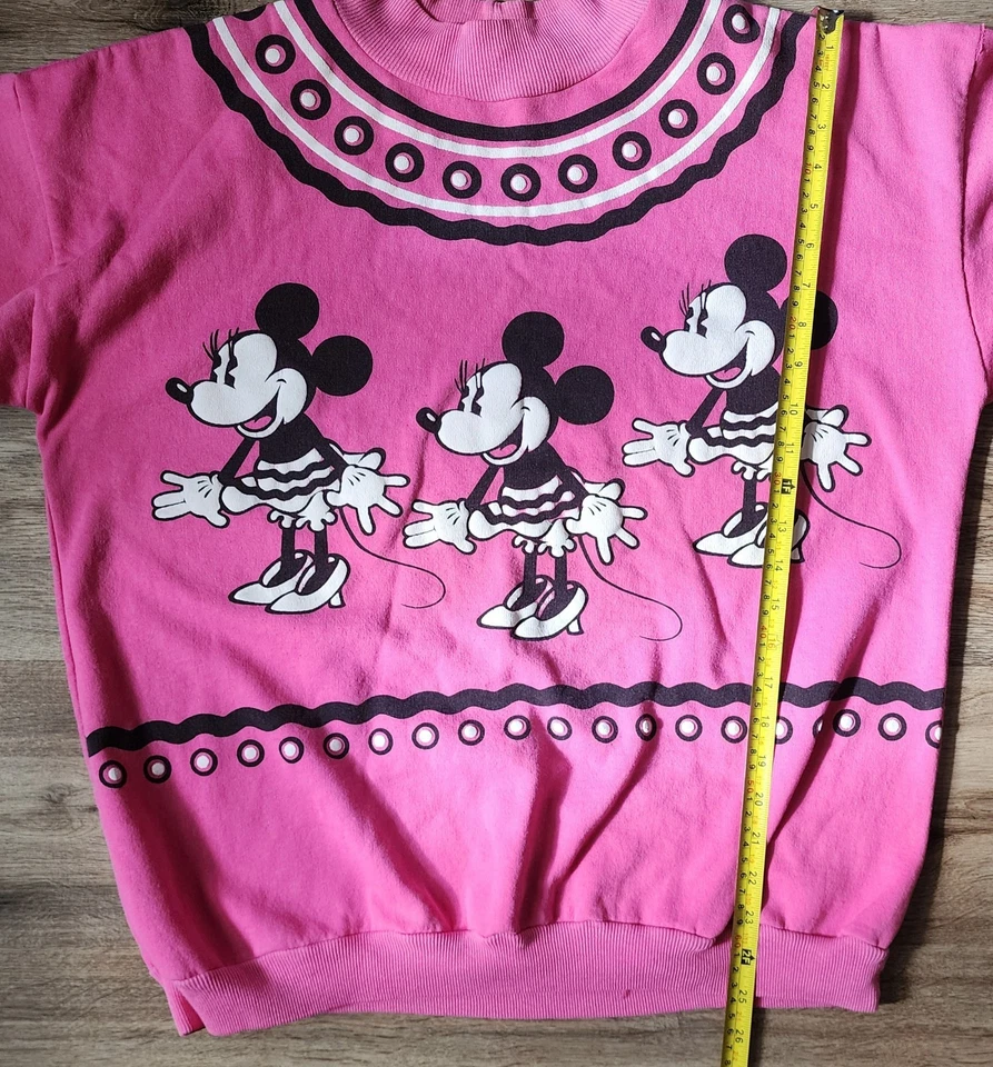 Sudadera De Colección Años 90 Disney Minnie Mouse Rosa Simulación Cuello Redondo Mujer 46" Pecho Foto 4 de 4