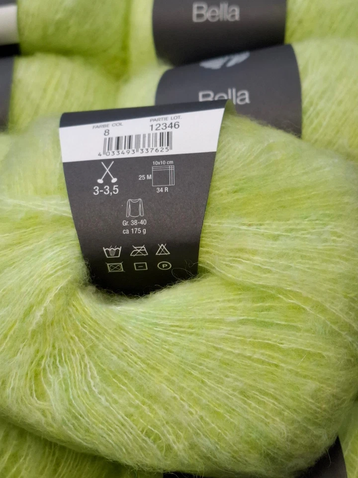 (180 €/kg): 25g LG BELLA, flauschig, mit Alpaka, Pt. 12346, Fb. 8 hellgrün #7862 - Bild 3 von 3