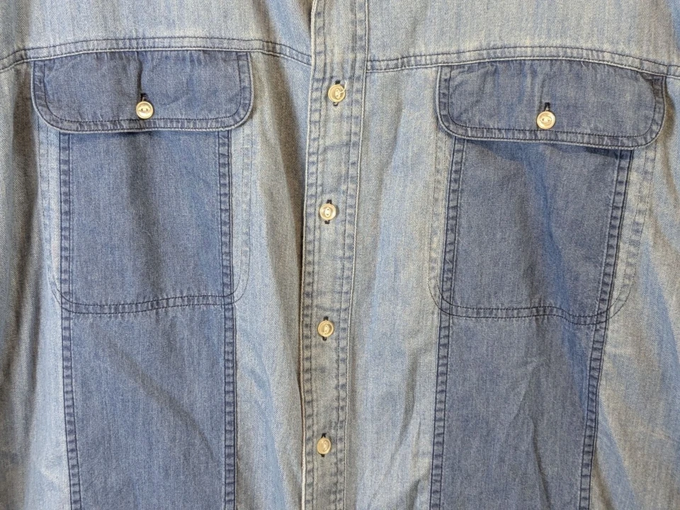 Camisa vaquera parcheada Cambridge Classics para hombre talla XXL Mervyns vintage Y2K occidental Foto 3 de 4