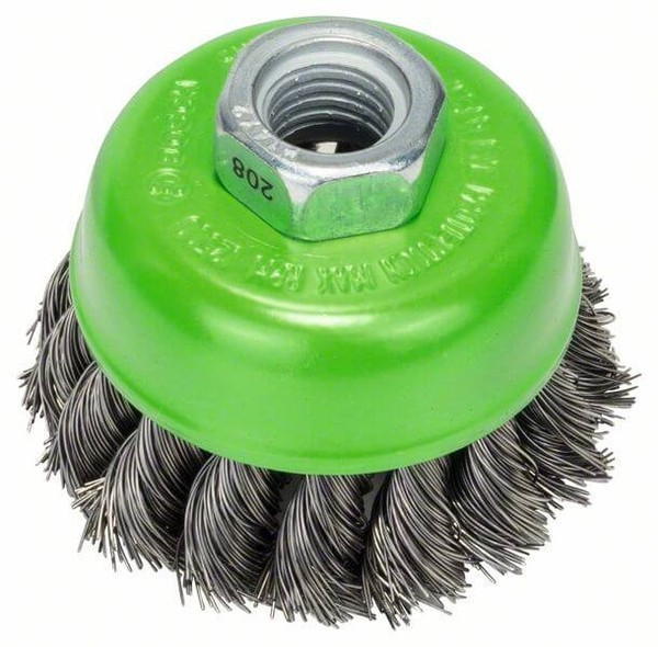 Bosch TopfbüRste, Edelstahl, Gezopfter Draht, 65 Mm, 0,35 Mm, 12500 U/Min, M14-image