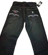 U.S. Polo Assn. Boy's Slim Straight Black Jeans Size 10, Belted, NWT