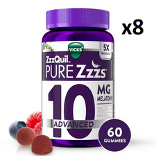   Vicks ZzzQuil PURE Zzzs, Advan 10Mg Melatonin Gummies, Berry 480Ct x8 60CT   