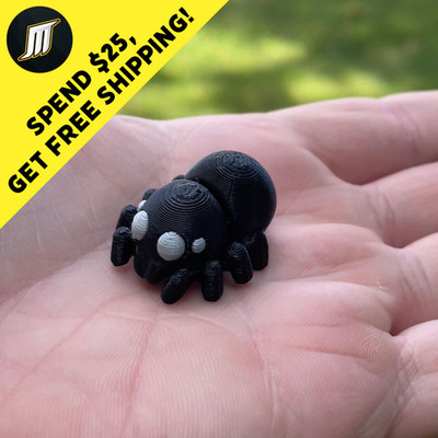 Spider Black - Silver Eyes Pocket Pet: 3D Printed Little Animal See Description