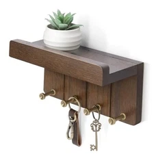  Farmhouse Key Holder Wall Mount - Small Key and Mail Small - 8 inch C - Brown