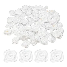 125Pcs 0.6 Inch Mini Satin Ribbon Roses, Fabric Rosettes Applique for DIY Cra...