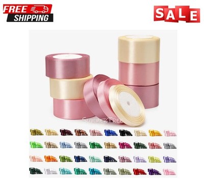 Satinband Rollen Rollen einseitig Stirnseite 20/50 Meter uni Breite 3 -38 mm Basteln