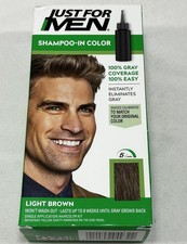 Just For Men Shampoo-In Hair Color H-25 Light Brown 100 Gray Coverage 5 Minutes