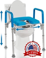 Asiento De Inodoro Elevado Acolchado Con Asas Y Altura Y Ancho Ajustables NEW US