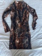 Fashion nova animal print long sleeve mini dress size small