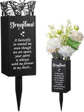 Cemetery Vases for Grave Metal Flower Butterfly Black for Decor
