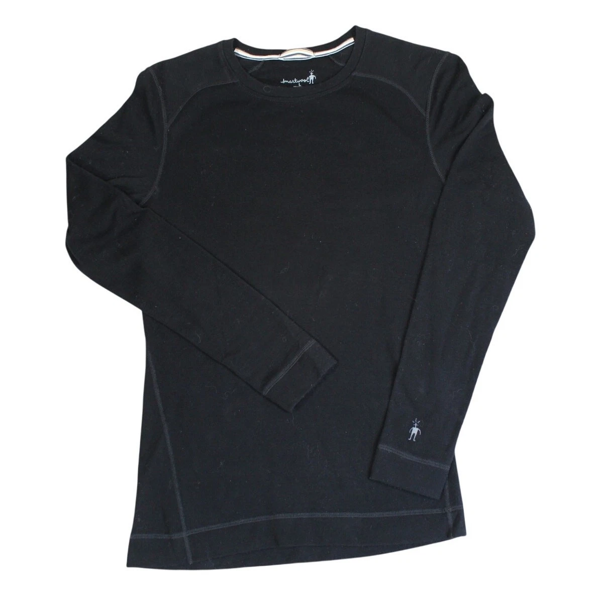 Smartwool Base Layer Top Womens Large Black Merino Wool Long Sleeve Outdoor