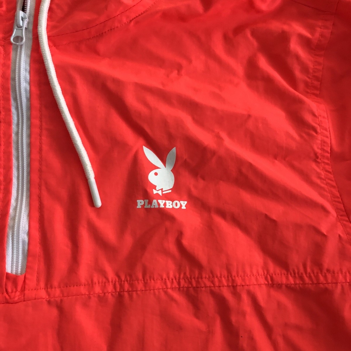 Pacsun Playboy Neon Pink Orange Hooded Windbreaker Jacket LARGE | eBay