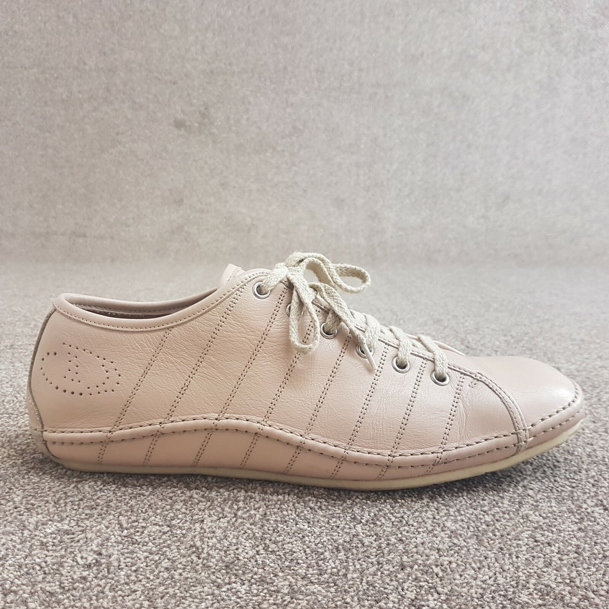 A Testoni Mens Trainers UK Beige Nude Leather Lace Up