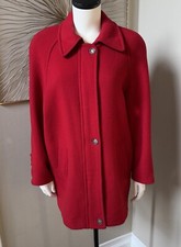 Vintage Peter James Coat Jacket Womens Size M Red Cashmere Wool Blend Made In Uk