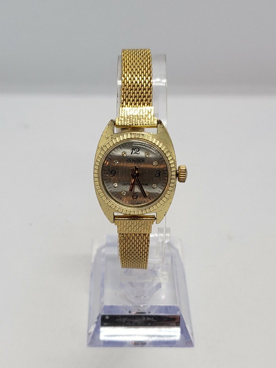 Vintage Womens Kronotron Hand Wind Watch Ladies Vintage Kronotron Gold Plated Cocktail Wrist Watch  main image 2