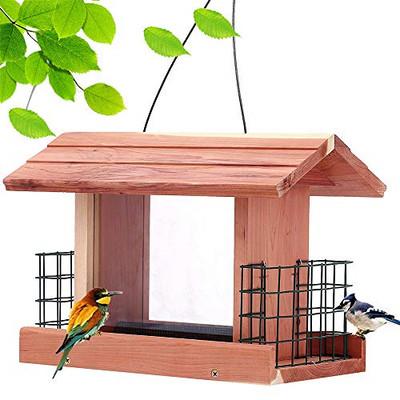 Cedar Bird Feeder Wild Bird Essentials Handmade Wooden Outdoor