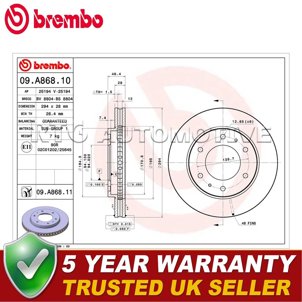 Disco de freno delantero Brembo para Mitsubishi L200 2005-2015 L 200 2007- Foto 2 de 4