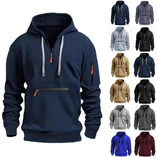 Mens Hoodie Pullover Coat Fleece Hoody Hooded Zip Up Jumper Sweatshirt Jacket