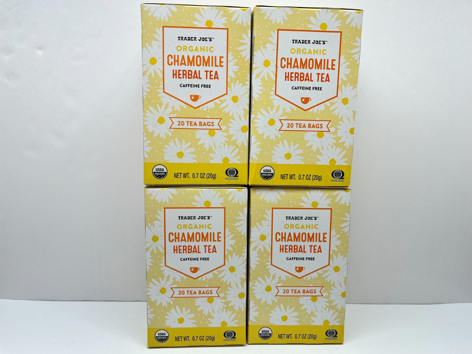 4 Boxes Trader Joe's Organic Chamomile Herbal Tea Box Caffeine Free eBay
