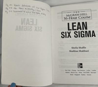 The McGraw-Hill Lean Six Sigma Book 36 Hour Course McGraw-Hill 36-Hour C GOOD