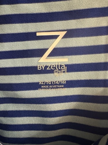 Z By Zella Girl Size XL 14/16 Blue Tank With Attached Bra - Picture 2 of 3