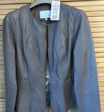 Women’s Designer Jacques Vert Soft Real Leather Jacket Beige Uk 10