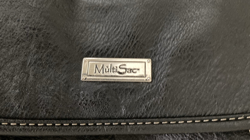 Multi Sac Large Black Vegan Leather Shoulder Tote Purse Bag 18" x 12" x 4" - Picture 2 of 11