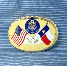 USA-Texas Belt Buckle Flags  Seal Vintage 1980s             .GTA465