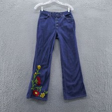 Wrangler Womens Vintage 1960s Flare Bellbottom Jeans 25x27 Button Fly Embroider