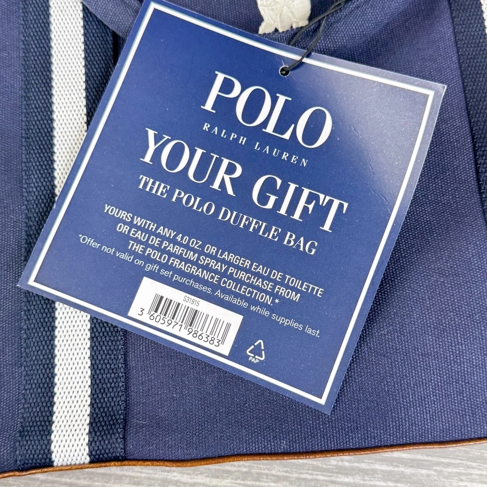 Bolso de Lona Polo Ralph Lauren Lona Perfumes Regalo Viaje Grande Azul Blanco Foto 3 de 4