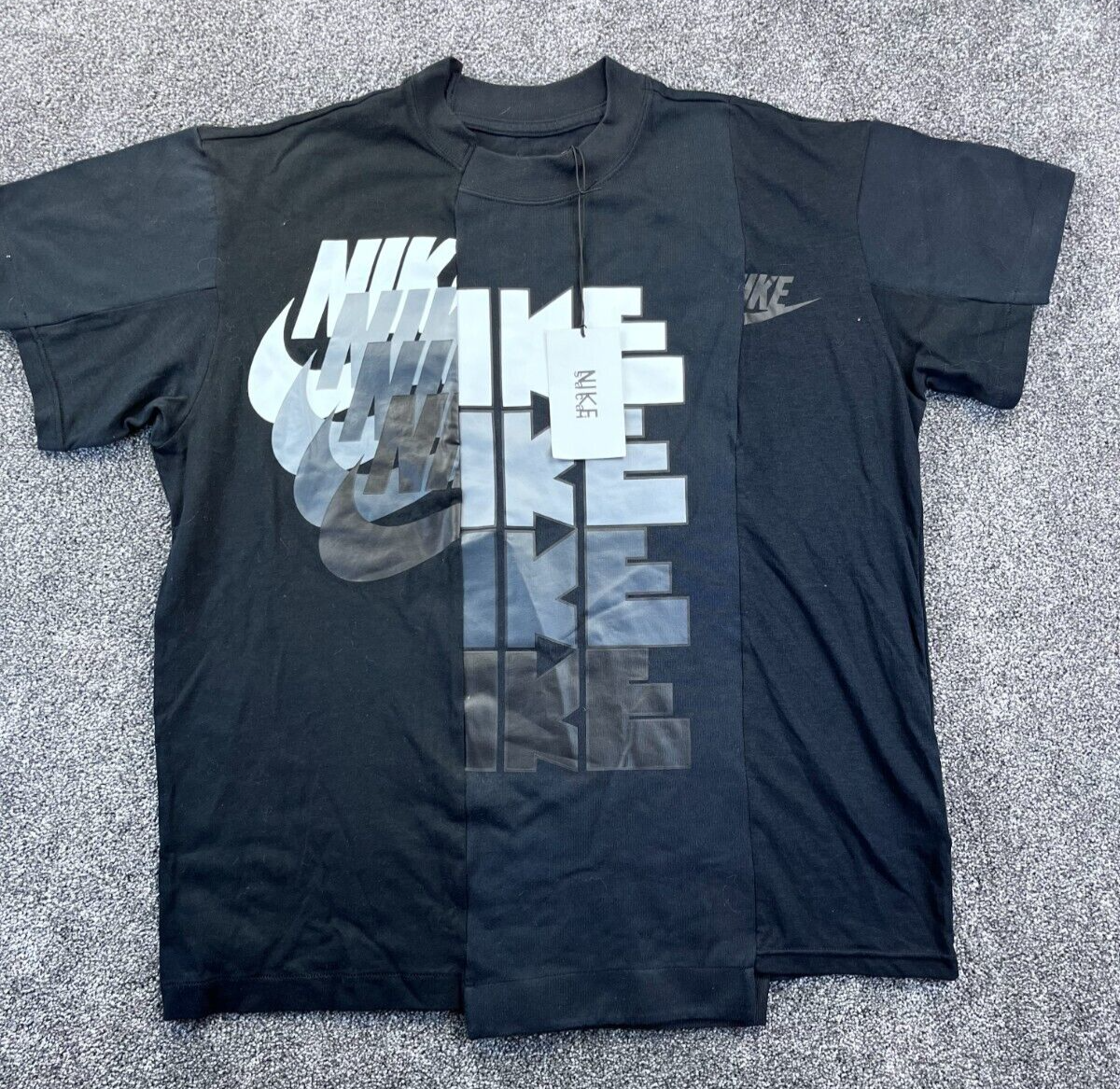 SACAI X NIKE Nike X Sacai t shirt donna girocollo medio manica corta pullover raro nero nuovo con etichetta