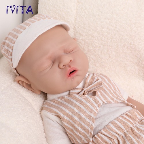 Muñeca bebé renacido de silicona IVITA 17" recién nacido cuerpo completo para dormir muñeca de silicona - Imagen 9 de 12