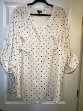Torrid Women's sz 6 Harper Georgette Pullover Polka Dots 3/4 Sleeve Blouse 6X