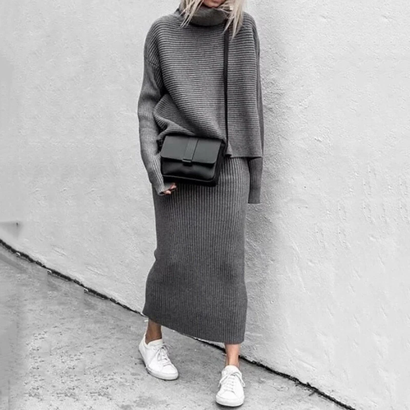 Knit set skirt and cheap sweater