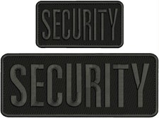 SECURITY EMBROIDERY PATCH 4X11 AND 3X6 VELCR ON BACK BLACK ON BLACK