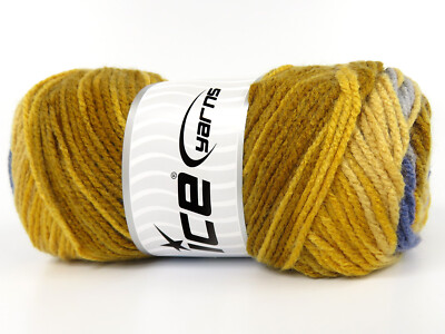 4-Skein Lot Ambiance Yarn Medium Acrylic 4x100g/200m Blue Gold Shades