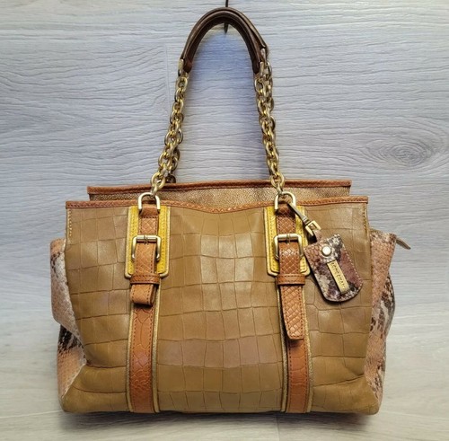 Rare Longchamp Bag More Is More Snake Croc Embossed Calfskin Leather Chains - Picture 1 of 12