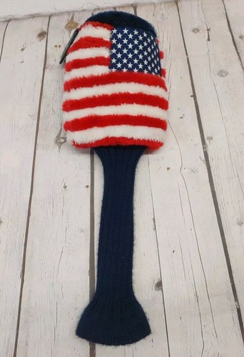 Amerikanische Flagge Fuzzy X Golfschläger Kopfbedeckung Socke blau Top *kleiner Riss*