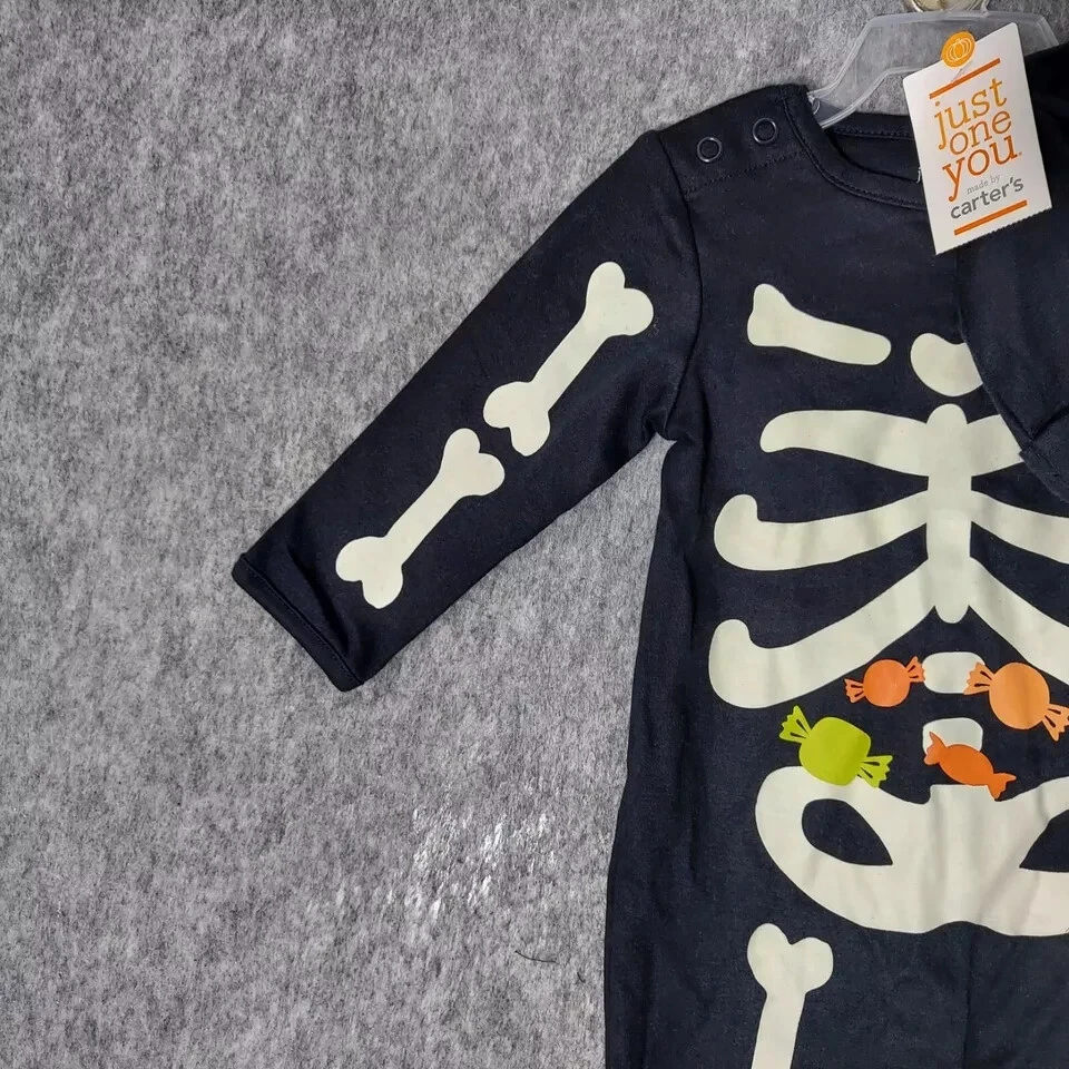 Sombrero para dormir Carters Baby One Piece 6 Mo Halloween Esqueleto Caramelo Manga Larga Foto 3 de 4
