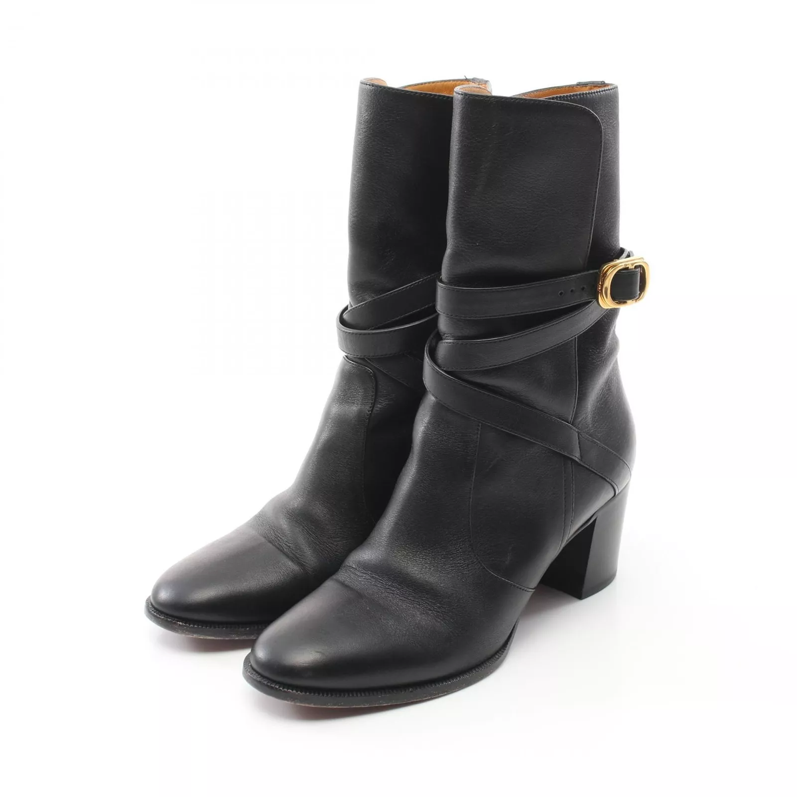Chaussures Dior bottes courtes cuir noir occasion femme pointure 36