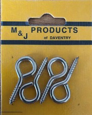 4 x Screw in Eye / Vine Eye 40mm x 8mm EB Galvanised by M&J Products of Daventry